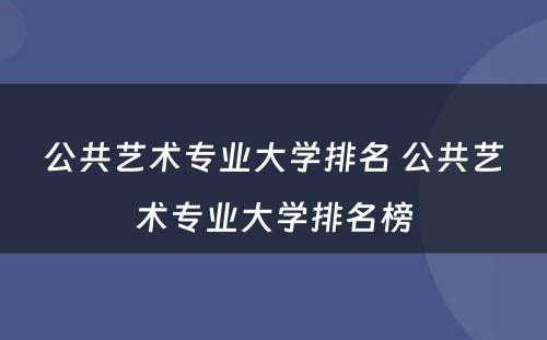 公共艺术专业大学排名 公共艺术专业大学排名榜