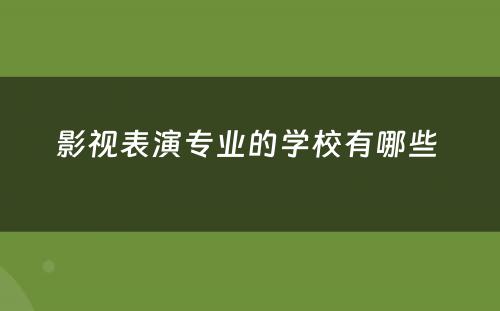 影视表演专业的学校有哪些 