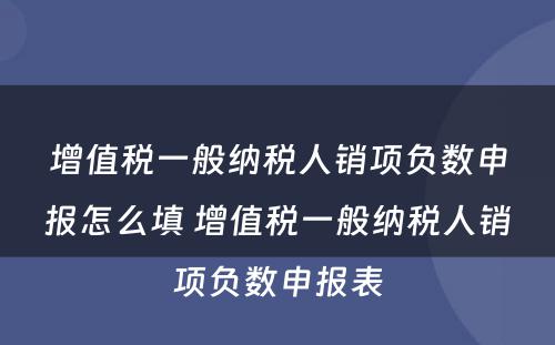 增值税一般纳税人销项负数申报怎么填 增值税一般纳税人销项负数申报表