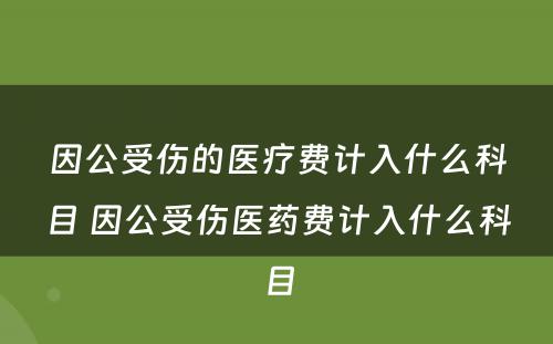 因公受伤的医疗费计入什么科目 因公受伤医药费计入什么科目