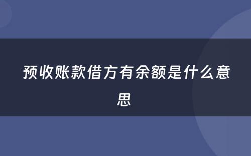 预收账款借方有余额是什么意思 