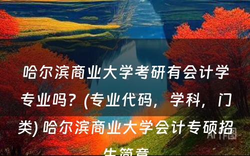 哈尔滨商业大学考研有会计学专业吗？(专业代码，学科，门类) 哈尔滨商业大学会计专硕招生简章