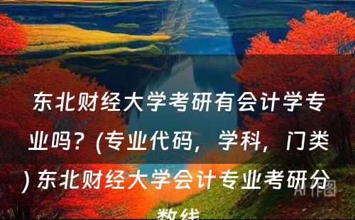 东北财经大学考研有会计学专业吗？(专业代码，学科，门类) 东北财经大学会计专业考研分数线