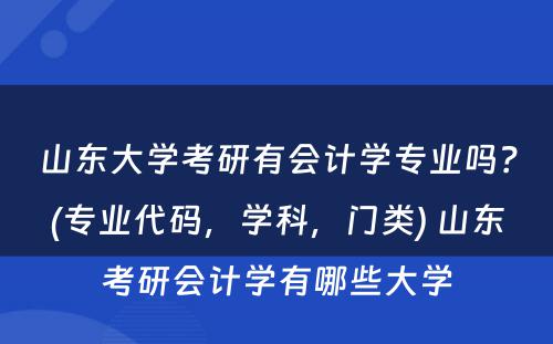 山东大学考研有会计学专业吗？(专业代码，学科，门类) 山东考研会计学有哪些大学