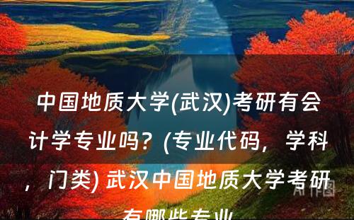 中国地质大学(武汉)考研有会计学专业吗？(专业代码，学科，门类) 武汉中国地质大学考研有哪些专业