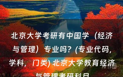 北京大学考研有中国学（经济与管理）专业吗？(专业代码，学科，门类) 北京大学教育经济与管理考研科目