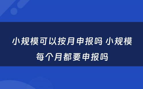 小规模可以按月申报吗 小规模每个月都要申报吗