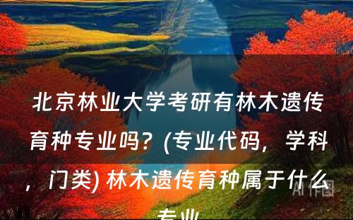 北京林业大学考研有林木遗传育种专业吗？(专业代码，学科，门类) 林木遗传育种属于什么专业