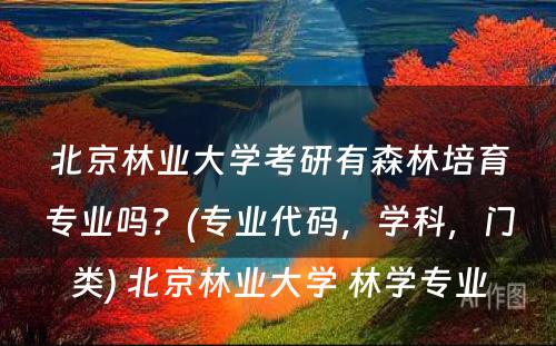 北京林业大学考研有森林培育专业吗？(专业代码，学科，门类) 北京林业大学 林学专业