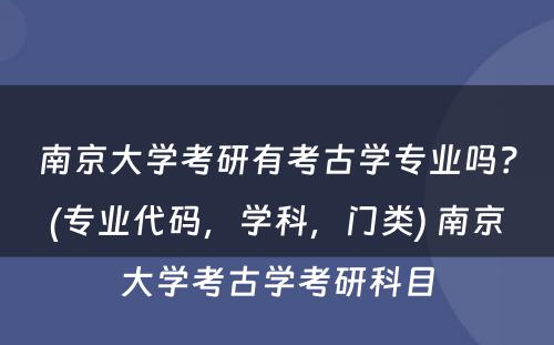 南京大学考研有考古学专业吗？(专业代码，学科，门类) 南京大学考古学考研科目