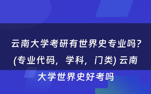 云南大学考研有世界史专业吗？(专业代码，学科，门类) 云南大学世界史好考吗