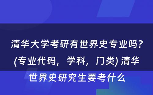 清华大学考研有世界史专业吗？(专业代码，学科，门类) 清华世界史研究生要考什么