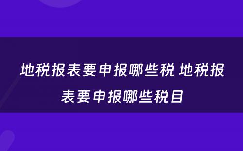 地税报表要申报哪些税 地税报表要申报哪些税目