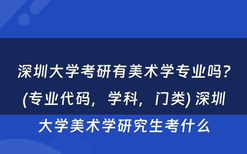 深圳大学考研有美术学专业吗？(专业代码，学科，门类) 深圳大学美术学研究生考什么