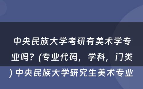 中央民族大学考研有美术学专业吗？(专业代码，学科，门类) 中央民族大学研究生美术专业