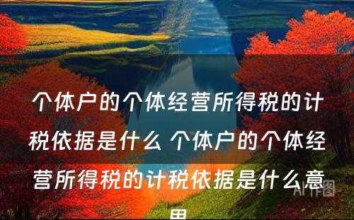 个体户的个体经营所得税的计税依据是什么 个体户的个体经营所得税的计税依据是什么意思