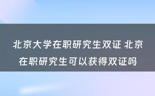 北京大学在职研究生双证 北京在职研究生可以获得双证吗