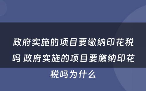 政府实施的项目要缴纳印花税吗 政府实施的项目要缴纳印花税吗为什么