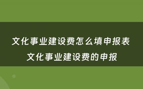 文化事业建设费怎么填申报表 文化事业建设费的申报