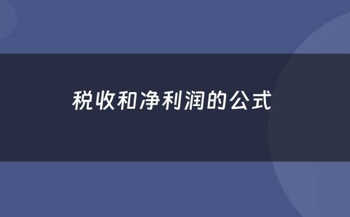 税收和净利润的公式 