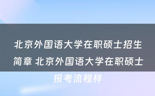 北京外国语大学在职硕士招生简章 北京外国语大学在职硕士报考流程样