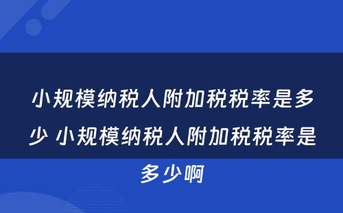 小规模纳税人附加税税率是多少 小规模纳税人附加税税率是多少啊