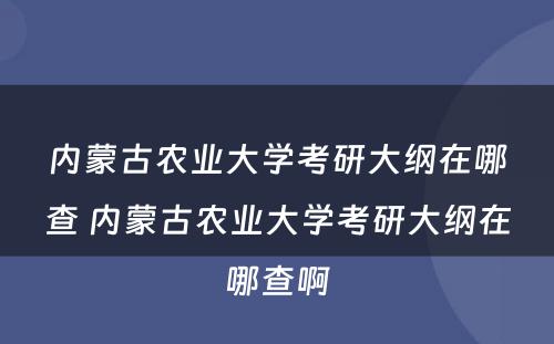 内蒙古农业大学考研大纲在哪查 内蒙古农业大学考研大纲在哪查啊