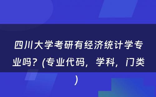 四川大学考研有经济统计学专业吗？(专业代码，学科，门类) 