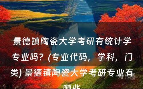 景德镇陶瓷大学考研有统计学专业吗？(专业代码，学科，门类) 景德镇陶瓷大学考研专业有哪些