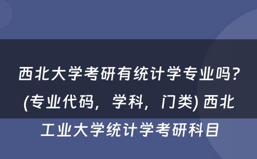 西北大学考研有统计学专业吗？(专业代码，学科，门类) 西北工业大学统计学考研科目