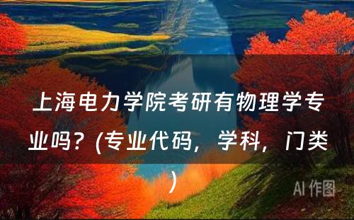 上海电力学院考研有物理学专业吗？(专业代码，学科，门类) 