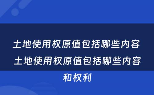 土地使用权原值包括哪些内容 土地使用权原值包括哪些内容和权利