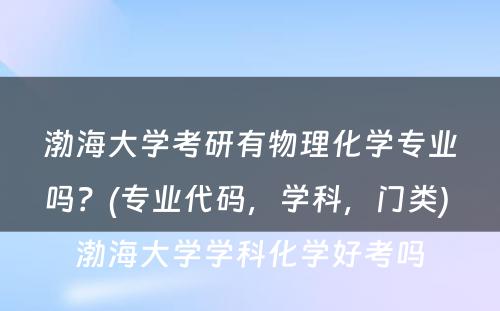 渤海大学考研有物理化学专业吗？(专业代码，学科，门类) 渤海大学学科化学好考吗