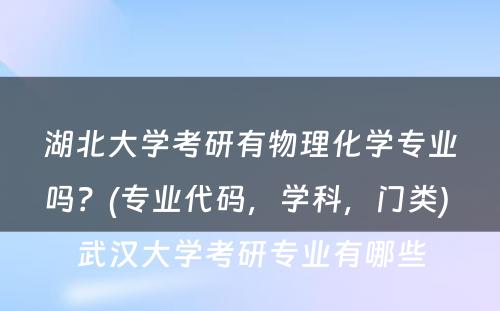 湖北大学考研有物理化学专业吗？(专业代码，学科，门类) 武汉大学考研专业有哪些