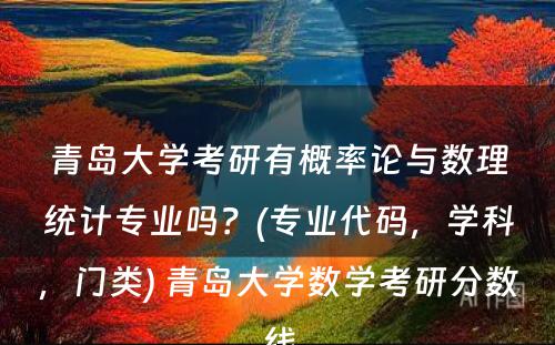 青岛大学考研有概率论与数理统计专业吗？(专业代码，学科，门类) 青岛大学数学考研分数线