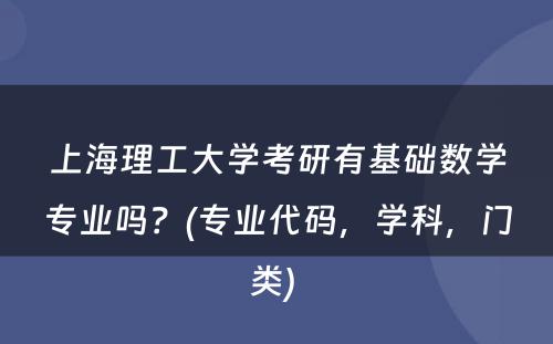 上海理工大学考研有基础数学专业吗？(专业代码，学科，门类) 