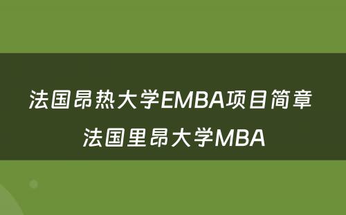 法国昂热大学EMBA项目简章 法国里昂大学MBA