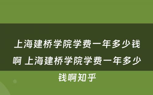 上海建桥学院学费一年多少钱啊 上海建桥学院学费一年多少钱啊知乎