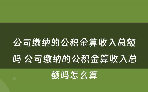 公司缴纳的公积金算收入总额吗 公司缴纳的公积金算收入总额吗怎么算