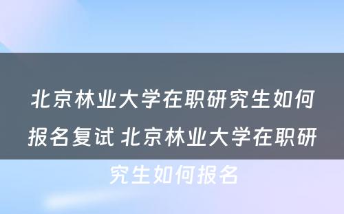 北京林业大学在职研究生如何报名复试 北京林业大学在职研究生如何报名