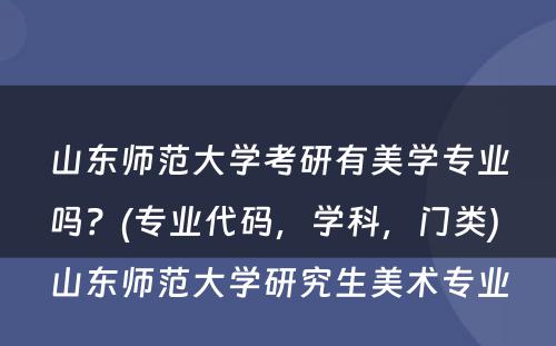 山东师范大学考研有美学专业吗？(专业代码，学科，门类) 山东师范大学研究生美术专业