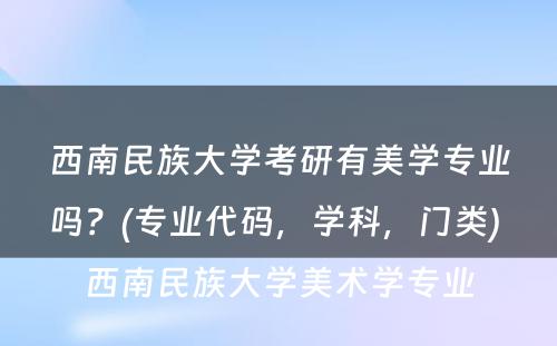 西南民族大学考研有美学专业吗？(专业代码，学科，门类) 西南民族大学美术学专业