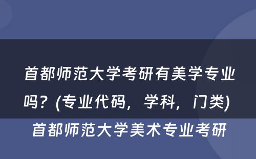 首都师范大学考研有美学专业吗？(专业代码，学科，门类) 首都师范大学美术专业考研