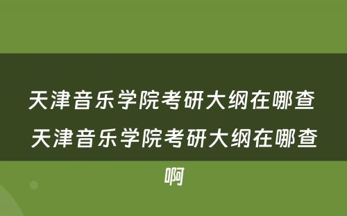 天津音乐学院考研大纲在哪查 天津音乐学院考研大纲在哪查啊