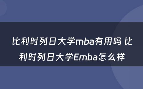 比利时列日大学mba有用吗 比利时列日大学Emba怎么样