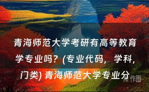 青海师范大学考研有高等教育学专业吗？(专业代码，学科，门类) 青海师范大学专业分