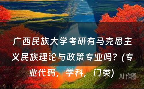 广西民族大学考研有马克思主义民族理论与政策专业吗？(专业代码，学科，门类) 