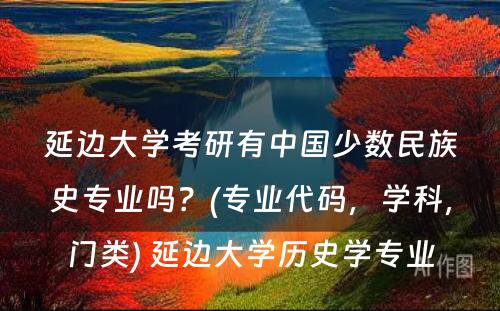 延边大学考研有中国少数民族史专业吗？(专业代码，学科，门类) 延边大学历史学专业