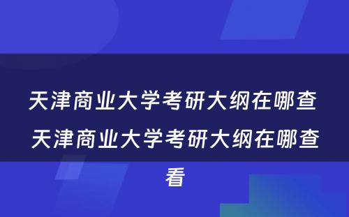 天津商业大学考研大纲在哪查 天津商业大学考研大纲在哪查看