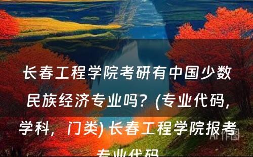 长春工程学院考研有中国少数民族经济专业吗？(专业代码，学科，门类) 长春工程学院报考专业代码